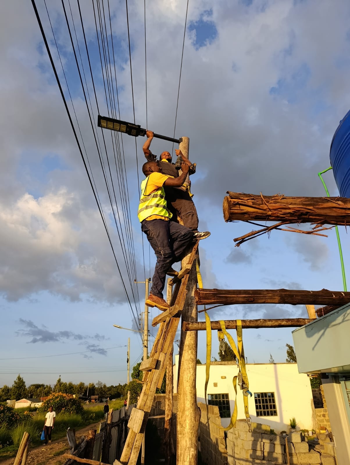 Solar street light installation under REPower Afrika