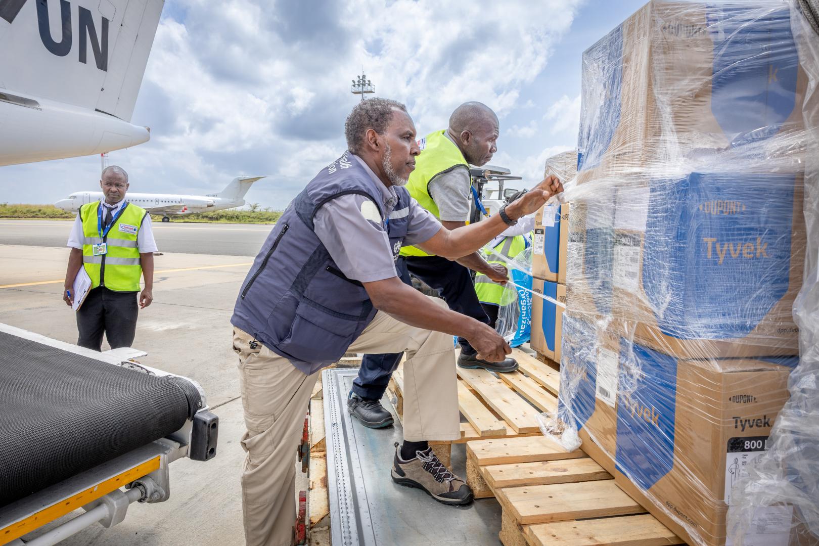 WHO workers load emergency Ebola supplies at Nairobi's JKIA — Laikipia County selected, in secret, to host a US quarantine facility